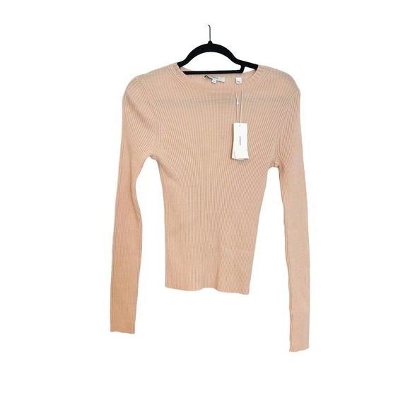 Vince Marled Long Sleeve Crew Neck Ribbed Knit Solid Tan Sweater Size M NWT - Picture 9 of 9